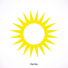flat yellow sun icon isolated on white background