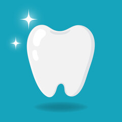 Tooth isolated on blue background. Vector illustration