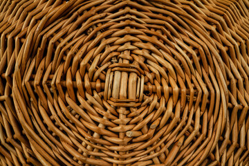 Wicker basket wooden texture background.