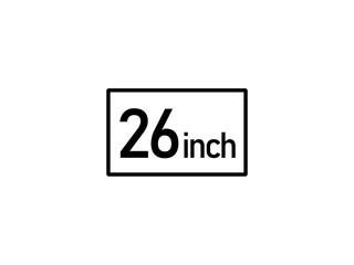 26 inches icon vector illustration, 26 inch size