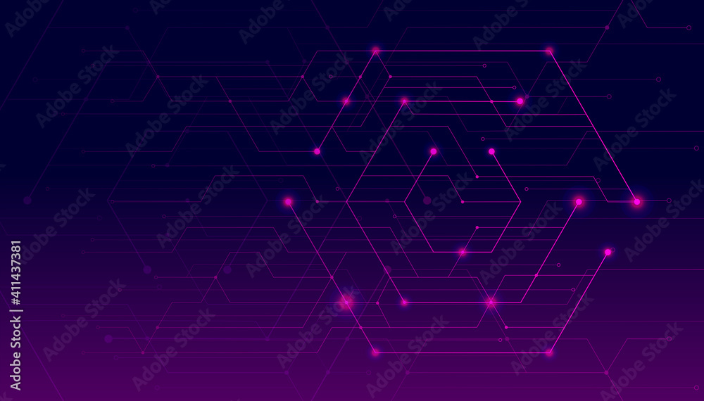 Poster abstract lines and dots connect background. technology connection digital data and big data concept.