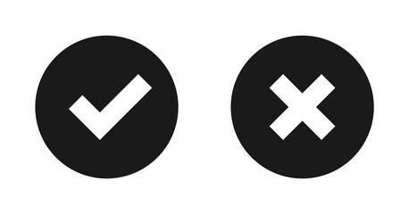 Obraz premium Check mark and cross icon.Set of simple icons in flat style: Yes/No, Approved/Disapproved, Accepted/Rejected, Right/Wrong, Correct/False, Green/Red, Ok/Not Ok. Vector illustration