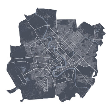 Baghdad map. Detailed map of Baghdad city poster with streets. Cityscape vector.