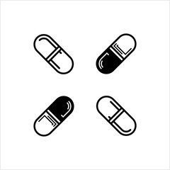 Capsule Pill Icon, Medicine Capsule Pill Icon, Pharmaceutical Dosage