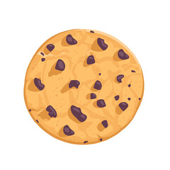 Traditional delicious pastries with chocolate pieces. Vector illustration in cartoon flat style.