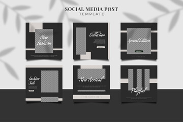 Social Media Post Template with Minimalist Style in Black and White Concept for fashion promotion