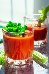 tomato juice in a glass