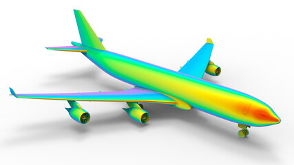 3D rendering - rainbow colored airplane