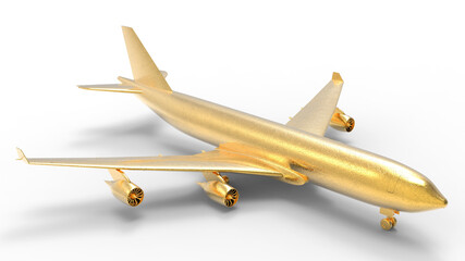 3D rendering - golden airplane 