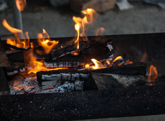 fire burning in a fireplace