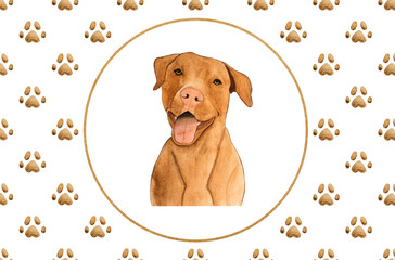 Lovable, abordable puppy of chocolate color. Beautiful watercolor drawing. Close-up