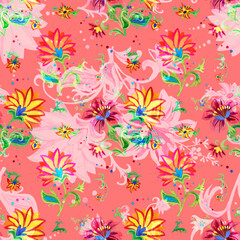 seamless pattern abstracts floral composition
