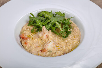 Italian risotto with prawn and rucola