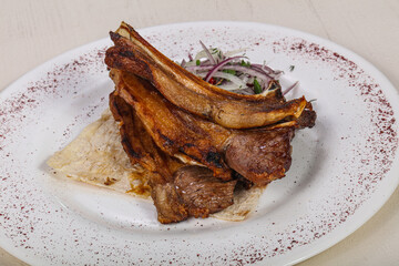 Grilled rack of lamb barbeque