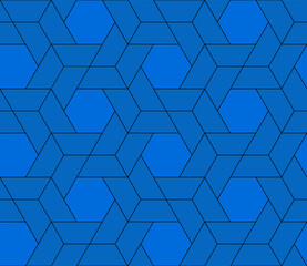 Hexagons with trapeziums forming a chain mail pattern. Seamless pattern. Each color on a separate layer for easy color changes.