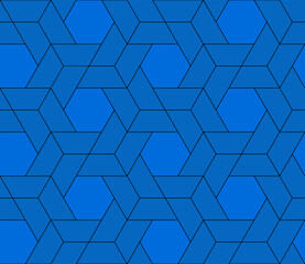 Hexagons with trapeziums forming a chain mail pattern. Seamless pattern. Each color on a separate layer for easy color changes.
