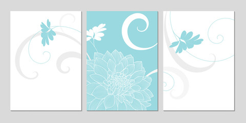 Set of backgrounds with flower dahlia