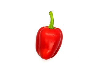 red bell pepper. one red bell pepper on a white background top view
