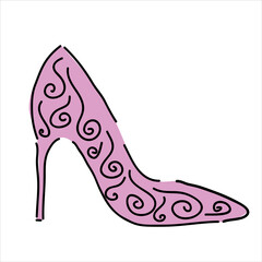 Vector illustration of high heel shoe. Symbol of clothes and fashion.