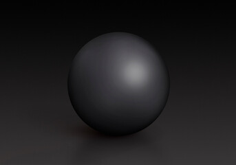 Black Spheres Isolated on Dark Background. Toy Balls. 3D render