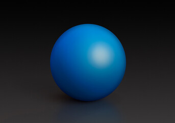 Blue Spheres Isolated on Dark Background. Toy Balls. 3D render