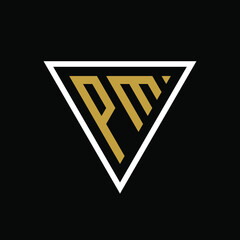 Initial letter PM triangle logo design