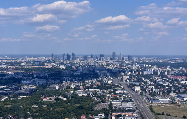Fototapeta na wymiar Warsaw, the capital of Poland, a panorama from the air