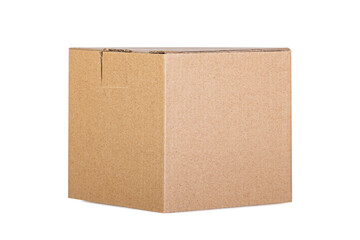 Brown cardboard box isolated on white with  clipping path