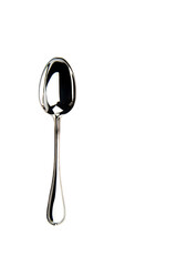 silver plated metal spoon on white