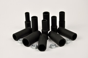 Set of wrench heads. Socket wrench.