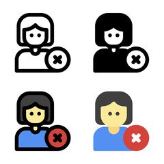 Delete Female Girl User Avatar Icon, Logo, and illustration