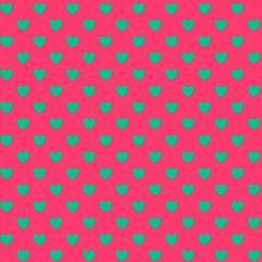 Seamless background for creative works in the scrapbooking technique. Material for scrapbooking with hearts. Retro seamless pattern. Colored hearts on a colored background.