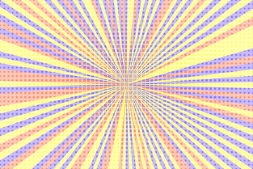 Striped colorful rays background. Pop art creative concept colorful comics book magazine cover. Cartoon halftone retro pattern. Abstract template design for poster, card, sale banner, empty bubble.