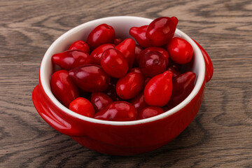 Sweet and ripe cornel berries