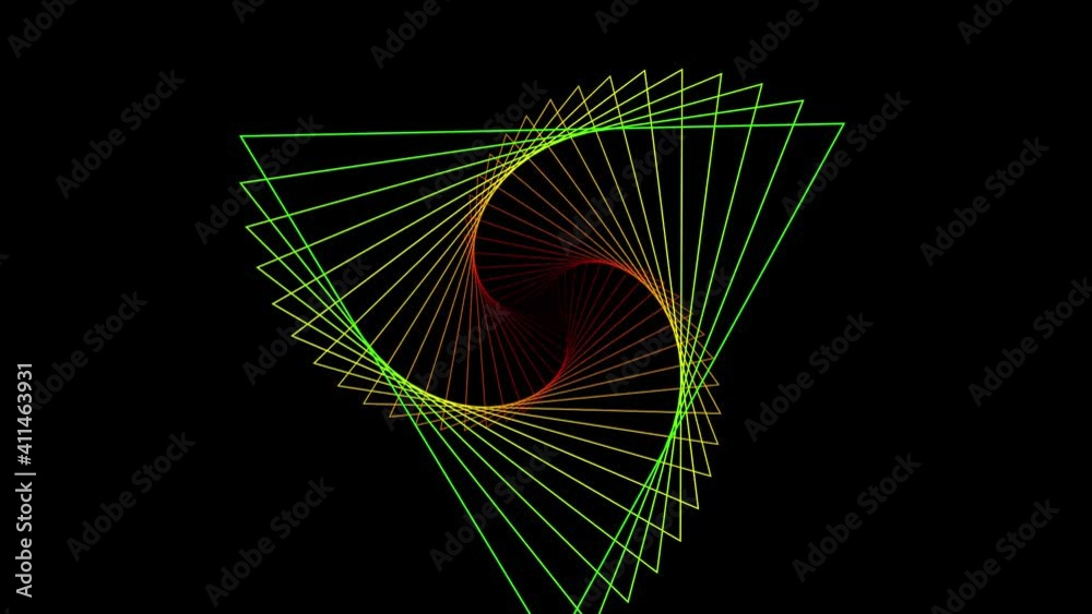 Poster abstract animation of graphic elements in different rainbow colors on a black background - movement 