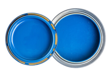 Open Can Paint with Lid with Isolated on White Background Top View