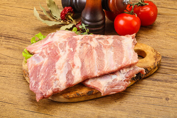 Raw pork ribs for cooking