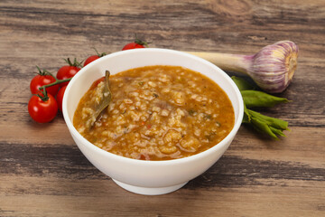 Caucasian Kharcho soup with beef meat