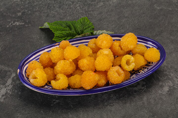 Sweet ripe tasty yellow raspberry