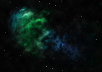 Naklejka na ściany i meble Being shone nebula and star field. 3D rendering
