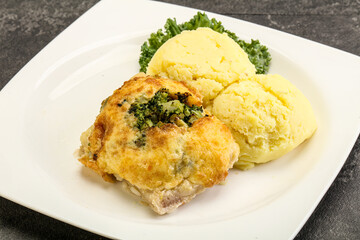 Roasted pangasius fillet with mashed potato