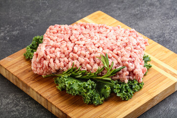 Raw pork minced meat for cooking