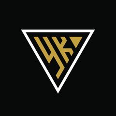 Initial letter YK triangle logo design