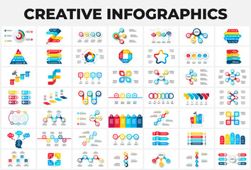 Fototapeta na wymiar Big set of infographic elements. Can be used for steps, business processes, workflow, diagram, flowchart concept and timeline. Data visualization vector design template