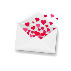 White Envelope With Hearts Background With Gradient Mesh, Vector Illustration
