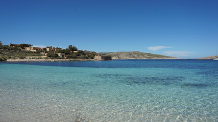 Fototapeta premium the Santa Maria Bay on Comino Island, Malta, March