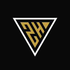 Initial letter ZH triangle logo design