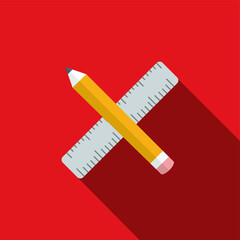 Pencil and ruler icon design, Education Icon, Vector graphic illustration