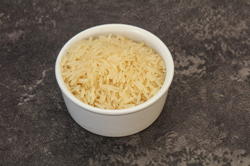 Raw basmati rice in the bowl