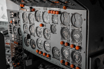 Control panel in a plane cockpit